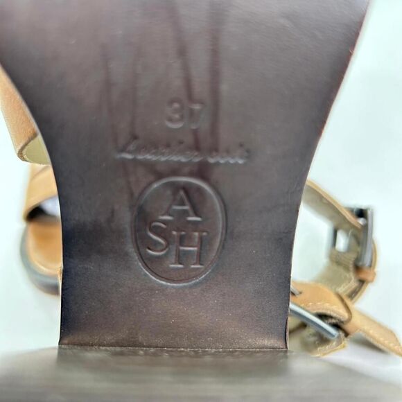 ASH Women's Block-Heel Strappy Sandals US 7 Brown Leather Ankle Booties - Picture 9 of 10